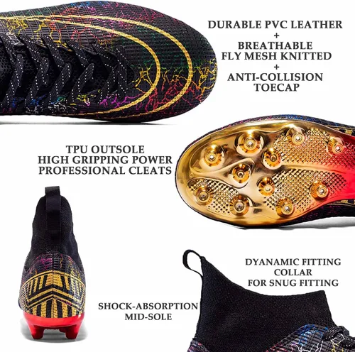 Vista 2 de botines de fútbol para hombres y niños, para césped, para exteriores e interiores, para deportes, correr, caminar, zapatos deportivos