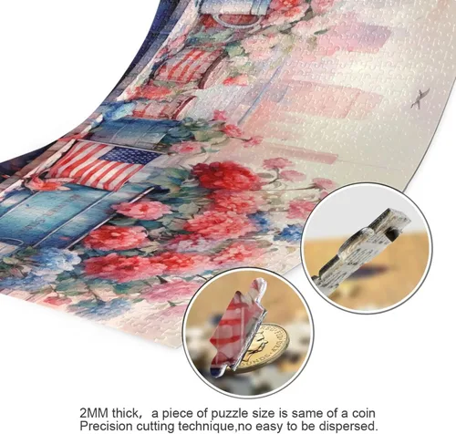 Vista 3 de Flowerpot American Falg Jigsaw Puzzles 500 Pieces for Adults with Mesh Storage Bag 2011739