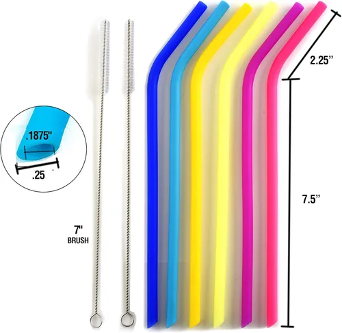 Vista 6 de Norpro 471 popotes de silicona delgados reutilizables con 2 cepillos de limpieza