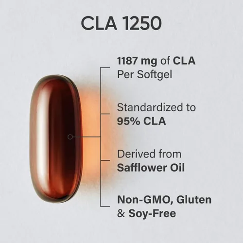 Vista 2 de Sports Research CLA - 1250 mg con ácido linoleico conjugado activo para hombres y mujeres Sin OMG, sin soja ni gluten, 95% (90 cápsulas blandas)