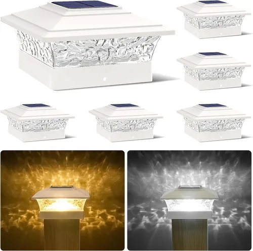 Vista 9 de Luces solares para tapas de postes para exteriores, paquete de 12, impermeables, luces para postes de cerca con 16 LED ultra brillantes que se Blanco