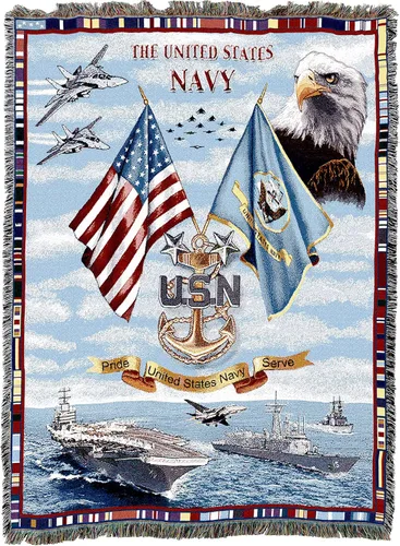 Vista 29 de Pure Country Weavers PCW - Manta fuerte de la Marina de los Estados Unidos, manta militar de regalo, tejida de algodón, fabricada en los Estados