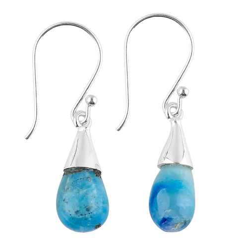 Vista 79 de Aretes de aro de cristal afganita natural Piedras afganas de alto grado Aretes chapados en plata Gota lisa Joyas de piedras preciosas hechas