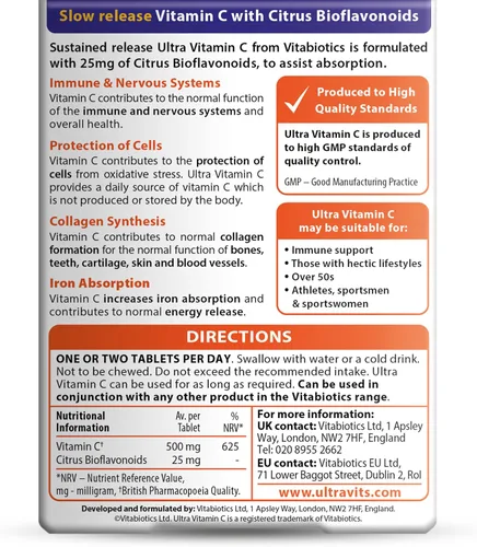 Vista 3 de Vitabiotics - Ultra Vitamina C - 60 Tabletas