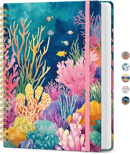 Vista 31 de Cuaderno rayado en espiral para el trabajo, 300 páginas gruesas B5 (7.1 x 10 pulgadas), diario a rayas universitarias para mujeres y escritura