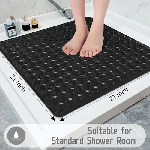 Vista 5 de Yimobra Tapete Cuadrado Antideslizante para Piso de Ducha, 21"x21" Tapete para Bañera Lavable a Máquina, Suave para los Pies, Tapete de Baño