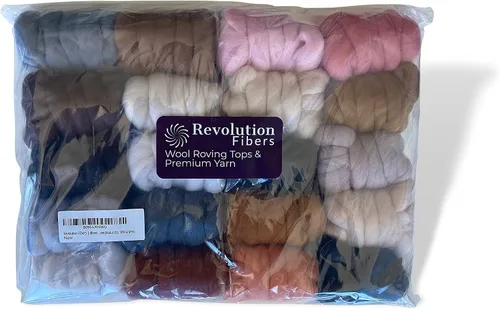 Vista 7 de Revolution Fibers Paquete variado de lana merino mixta Lana perfecta para hilar, fieltro de aguja, fieltro húmedo, tejido y manualidades