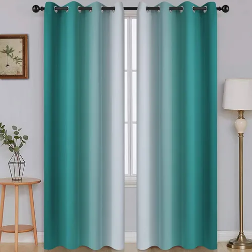 Vista 180 de SimpleHome Cortinas degradadas degradadas para oscurecer la habitación de 36 pulgadas de largo para dormitorio, con ojales y bloqueo de luz Negro