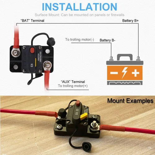 Vista 4 de E69 Interruptor de circuito de 10 A T3 con restablecimiento manual Mini de montaje en superficie IP66 Interruptor conmutable de 10 A