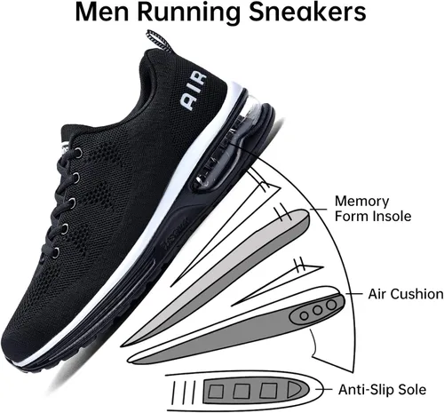 Vista 4 de MEHOTO - Tenis de correr para hombre, tenis ligeros para entrenamiento, gimnasio, trotar y caminar, talla 7-12.5
