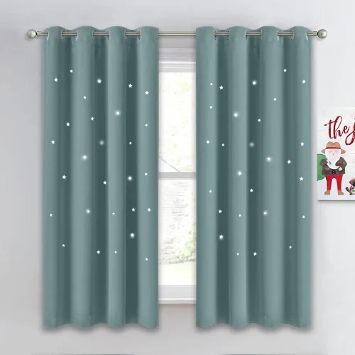 Vista 40 de NICETOWN - Cortinas de oscurecimiento de habitación con estrellas en rosa bebé, de 45 pulgadas de largo para dormitorio de niñas, cortinas