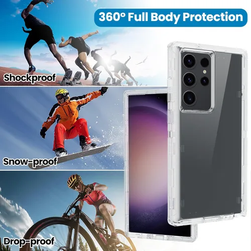 Vista 6 de Funda ultra transparente para Samsung Galaxy S23 con 2 protectores de pantalla, resistente a prueba de golpes, protección contra caídas, carcasa