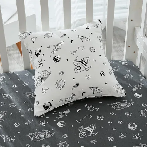 Vista 2 de Brandream Milky Way Space Galaxy - Juego de ropa de cama de 3 piezas para cuna de bebé niño y niña, con temática de cohete de nave espacial, ropa