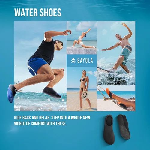 Vista 6 de Zapatos acuáticos para natación, playa, piscina, yoga y surf, con secado rápido, sensación descalza y estilo calcetín (SB001)