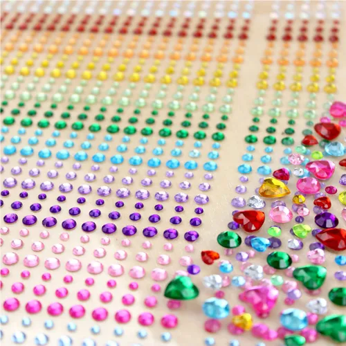 Vista 6 de 1610 gemas para el cabello, diamantes de imitación autoadhesivos para maquillaje de ojos, 15 colores, diamantes de imitación arcoíris, joyas