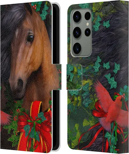 Vista 365 de Head Case Designs Officially Licensed Laurie Prindle A Morgan Christmas Western Stallion Leather Wallet Case Compatible with Samsung Galaxy A07 4G