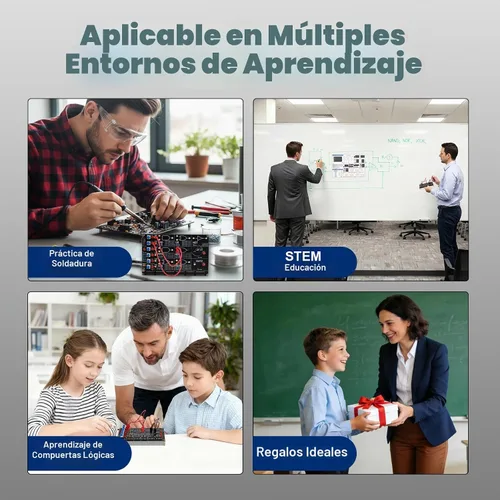 Vista 6 de Kit de soldadura de circuito de puerta lógica para bricolaje, kit básico de aprendizaje de puerta lógica con simulación LED interactiva, kit