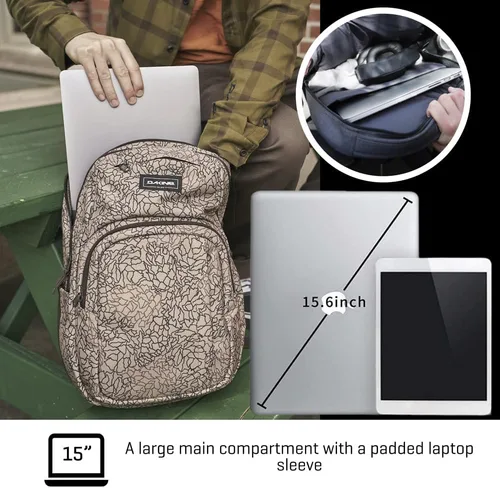 Vista 12 de Dakine Mochila Campus grande de 33 litros para laptop y libros, Lila bruñido., Moderno, personalizado