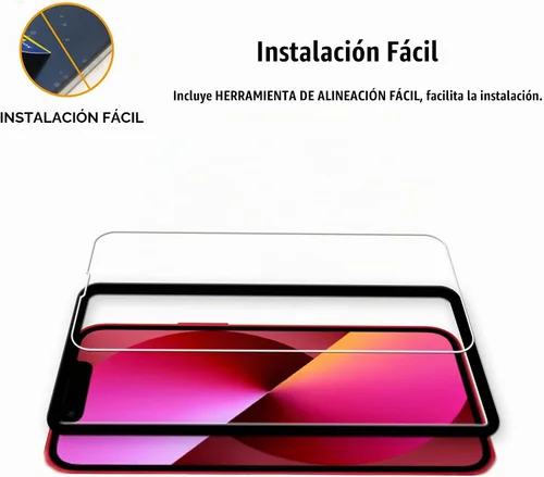 Vista 2 de Marco de alineación fácil diseñado para iPhone 13 mini Protector de pantalla de vidrio templado 2 paquetes Película protectora de lente de cámara 2