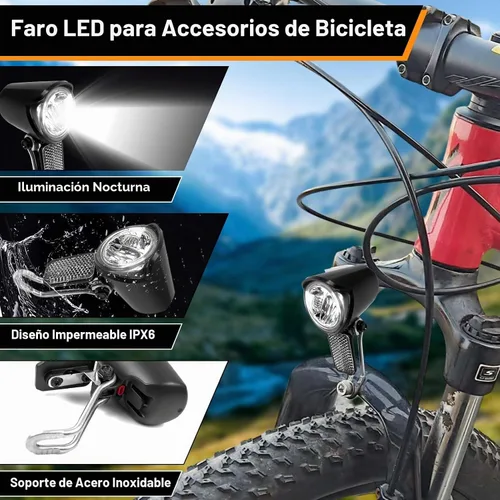 Vista 3 de Faro eléctrico para bicicleta, compatible con 12 V-60 V, conector impermeable de 2 pines, luz delantera de bicicleta eléctrica, luz frontal LED