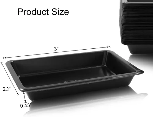 Vista 3 de Hitefu - Mini platos para salsa de soja, 40 unidades, rectangulares, color negro Platos de salsa de inmersión, para sushi, wasabi, postre