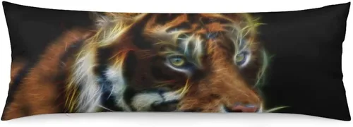 Vista 7 de Funda de almohada corporal, funda de almohada extra grande con cara de animal y gato grande, diseño de animal salvaje, funda de almohada corporal