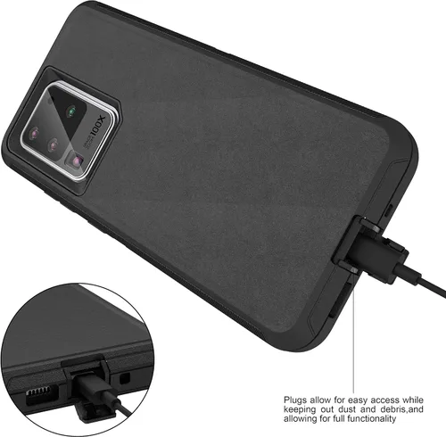 Vista 5 de MXX Funda resistente para Samsung Galaxy S20 Ultra (sin protector de pantalla) contra caídas Funda resistente para Galaxy S20 Ultra 5G (negro)