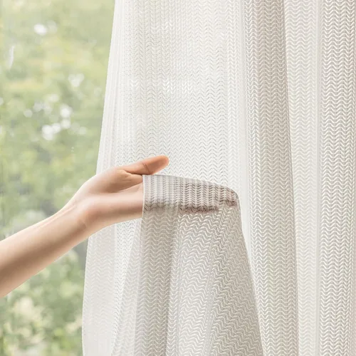 Vista 8 de Cortinas traslúcidas con textura de lino blanco de 54 pulgadas de largo, juego de 2 paneles de cortinas semitransparentes para sala de estar