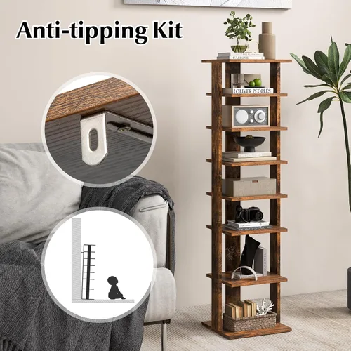 Vista 3 de HOMGX Zapatero vertical de 7 niveles, almacenamiento de zapatos alto y estrecho con estantes extraíbles, organizador de torre de zapatos que ahorra