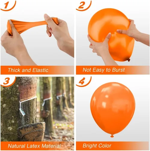 Vista 3 de Globos color naranja, 60 globos de látex mate de 12 pulgadas para Halloween, cumpleaños, Acción de Gracias, baby shower, unisex para adultos