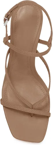 Vista 3 de PiePieBuy Sandalias de tacón cuadrado para mujer, correa cruzada en el tobillo, tacón de aguja, vestido de boda, zapatos de fiesta