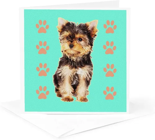 Vista 5 de 3dRose Tarjetas de felicitación - Taza de té Yorkie - Paquete de 6 - Perros