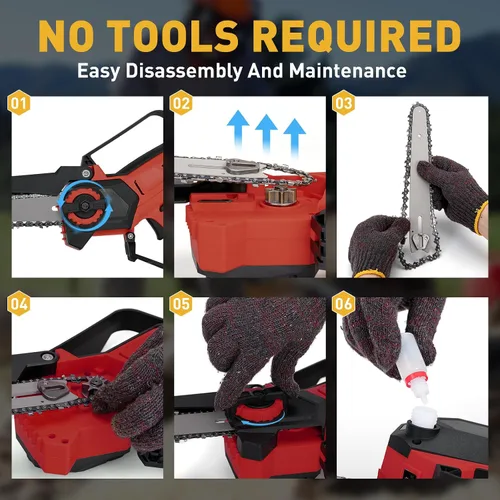 Vista 6 de Mini motosierra inalámbrica para batería Milwaukee M18, motosierra eléctrica sin escobillas de 6 y 8 pulgadas, sierra de mano engrasadora automática