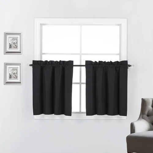 Vista 31 de 2 paneles de cortinas opacas con aislamiento térmico y forro blanco en la parte trasera para ventana de bloqueo de luz para cualquier ventana