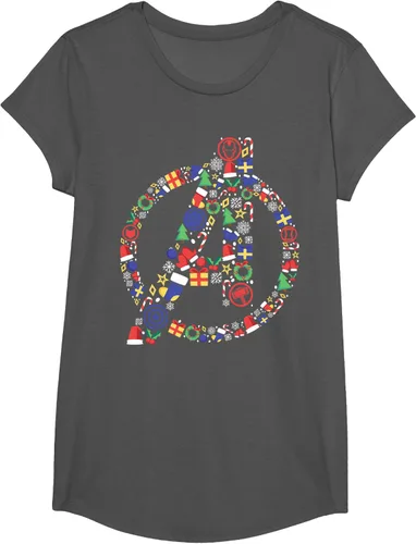 Vista 40 de Marvel Avengers A Logo Symbol Holiday Christmas Icons Camiseta, Negro