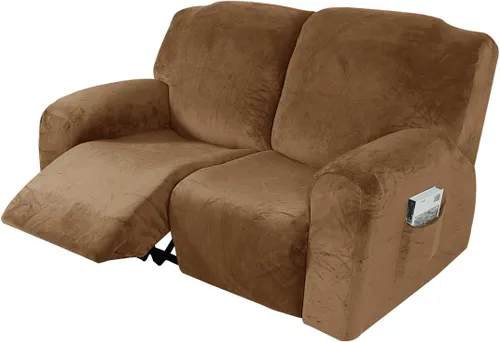 Vista 33 de vctops Fundas reclinables de felpa de terciopelo de lujo, 4 piezas, fundas elásticas y suaves para sofá, protector antideslizante de muebles
