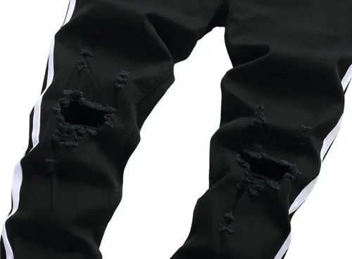 Vista 3 de Jeans rasgados para hombre, ajustados, elásticos, desgastados, cómodos, de moda