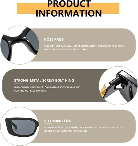 Vista 4 de Gafas de sol cuadradas para mujeres y hombres, gafas de sol retro UV400 AM019