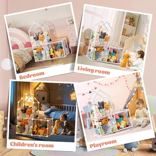 Vista 8 de ROMAGIO Almacenamiento de animales de peluche, grande de PVC, zoológico, organizador de juguetes de peluche para habitación de los niños