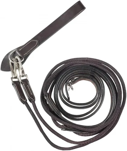 Vista 9 de Horze Sparta Nylon/Cuero Draw Riendas - Negro - Caballo