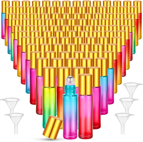Vista 12 de 96 piezas de botellas de rodillo para aceites esenciales de 10 ml, botellas de vidrio vacías con bolas de acero inoxidable, a prueba de fugas