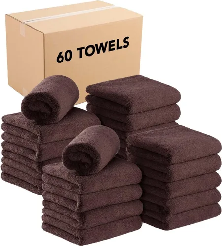 Vista 8 de Arkwright Toallas de microfibra de vellón coral a granel, caja de 60 unidades, resistentes al blanqueador, juego de toallas absorbentes para secado
