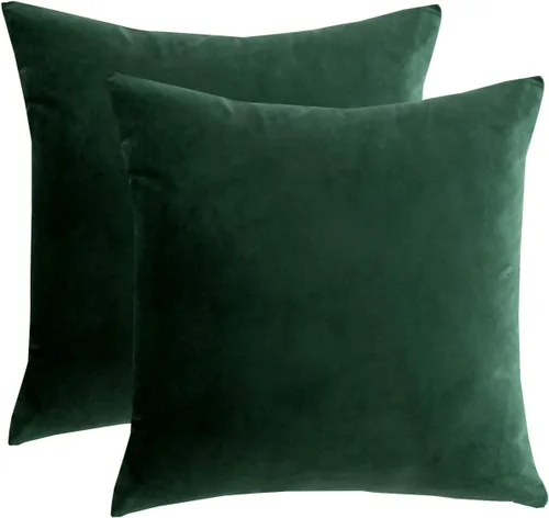 Vista 8 de RainRoad Fundas de Almohadas Decorativas Negras Juego de 2 de Terciopelo Suave 18x18 Pulgadas para Sofá Cama (Negro, 18" x 18"(Paquete de 2))