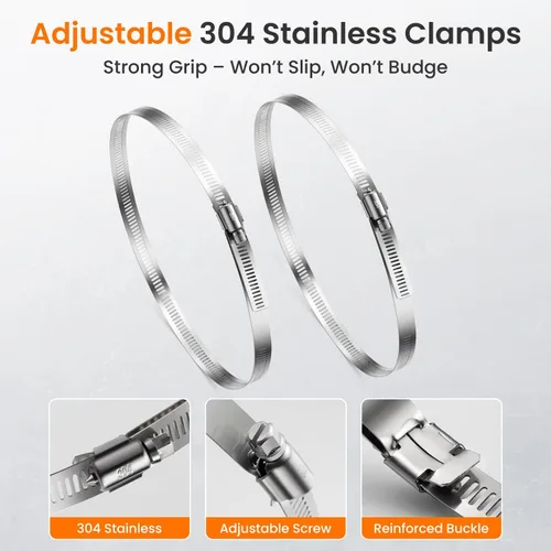 Vista 6 de QILIPSU Kits de montaje de poste, soportes de acero inoxidable 304 de 6.9 x 1.9 pulgadas con abrazaderas ajustables de 2 a 8 pulgadas para cajas