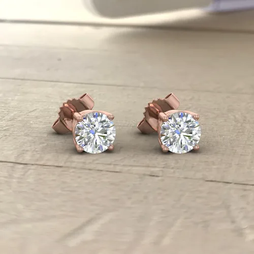 Vista 5 de Aretes de diamante con 4 puntas de 38 a 0.70 quilates en oro de 14 quilates, con certificación IGI