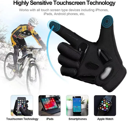 Vista 4 de BIKINGMOREOK - Guantes de ciclismo para bicicleta de montaña, para hombre y mujer, permite el uso de pantallas táctiles, con acolchado de gel