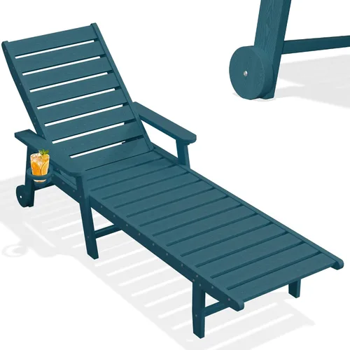 Vista 15 de PLUUV Tumbona de piscina al aire libre con soporte para tazas, azul Aruba Azul (Aruba Blue)