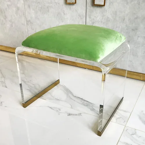 Vista 11 de QQXX Taburete de acrílico con asiento acolchado de terciopelo, mesita de noche de acrílico transparente, mesa auxiliar cuadrada, taburete moderno