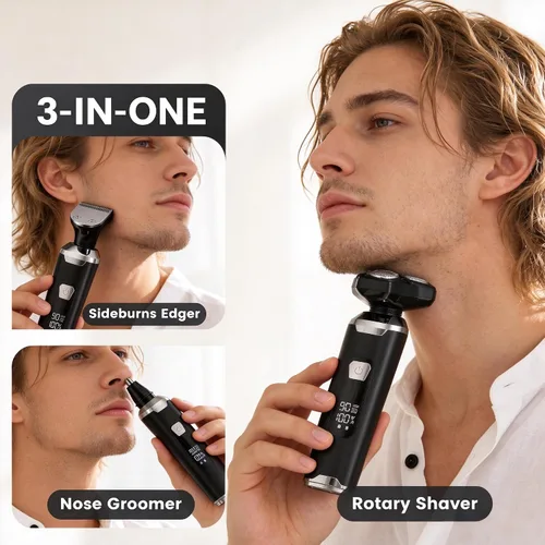 Vista 8 de Maquinilla de afeitar eléctrica para hombres: afeitadoras eléctricas 3 en 1 Titanium black
