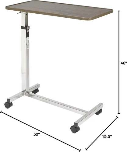Vista 2 de Drive Medical Mesa inclinable sobre cama con ruedas, nogal
